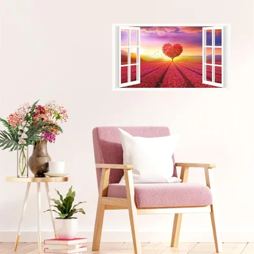 Miniatura 3 de Calcomanías de pared 3D con diseño de árbol de amor de la naturaleza, para despegar y pegar, calcomanías falsas para ventana de paisaje, decoración