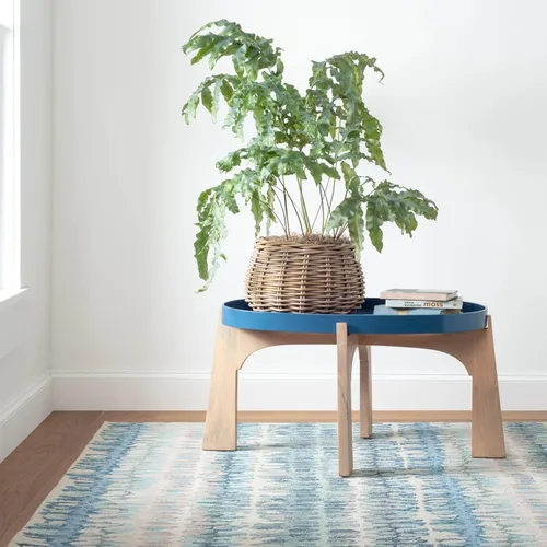 Miniatura 2 de Dash & Albert - Alfombra de lana con diseño de virutas de pintura - 4' x 6', azul. Alfombra de acento micro enganchado a mano, duradera, para áreas