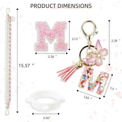 Miniatura 6 de Letter Handle Strap Accessories with Cute Initial Charm Compatible with Owala Water Bottle 24oz 32oz 40oz Owala Kids Rosado