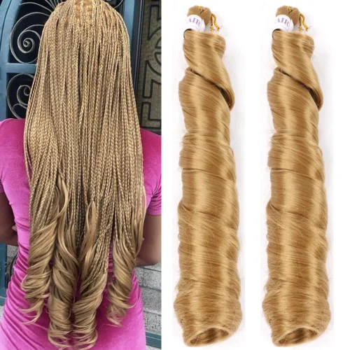 Miniatura 43 de Cabello rizado francés trenzado para trenzas de caja, 8 paquetes de 12 pulgadas, 3.00 oz/paquete, cabello trenzado de onda suelta, extensiones