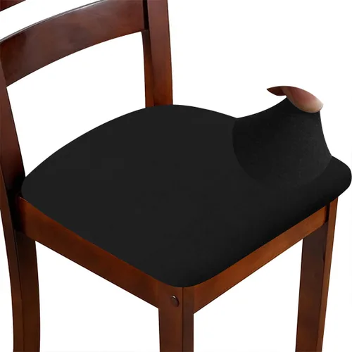 Fundas de asiento para silla, juego de 6, fundas elásticas negras para silla de comedor cuadradas, extraíbles y lavables, protector de asiento para