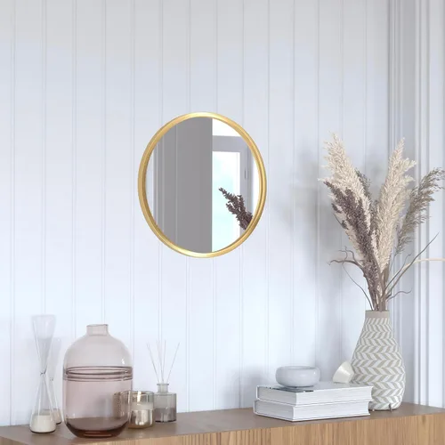 Miniatura 18 de Flash Furniture Julianne - Espejo redondo grande de pared, espejo de acento de círculo negro, espejo de tocador de 20 pulgadas, para baño, tocador