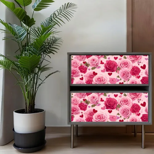 Miniatura 6 de Papel tapiz autoadhesivo para el día de San Valentín, diseño de rosas, diseño de corazón rosa floral, para decoración de pared de dormitorio, baño