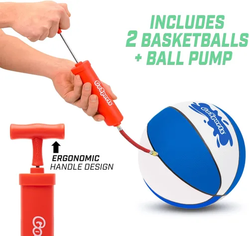 Miniatura 6 de GoSports Juego de baloncesto de piscina enterrada Elite montado en la cubierta con borde regulador, 2 pelotas de baloncesto y bomba - Elige tu
