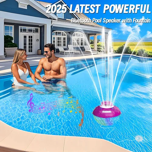 Miniatura 4 de KingSom Altavoz Bluetooth 3 en 1 para piscina con luz de fuente de piscina, altavoz flotante para piscina, altavoces impermeables IP68 para bañera