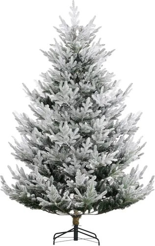 Miniatura 11 de HOMCOM Árbol de Navidad artificial de pino flocado de nieve sin luz de 9 pies de alto con ramas realistas, verde