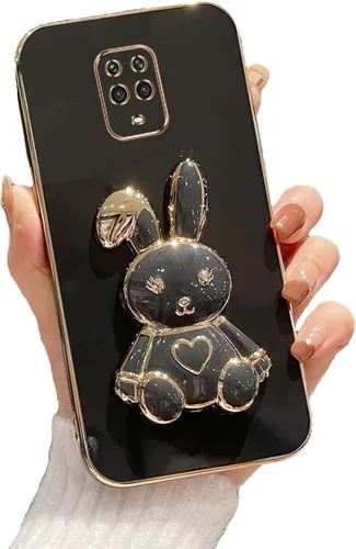 Miniatura 7 de Estuche con soporte de conejo de corazón para Xiaomi Redmi Note 10S, galvanizado suave TPU protector delgado a prueba de golpes con lindo conejito
