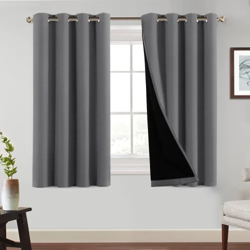 PrinceDeco Cortinas 100 % opacas para dormitorio, paneles de cortina completamente opacas súper suaves, aislantes, con ojales, cortinas opacas Gris