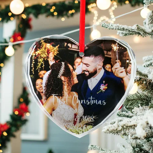 Miniatura 15 de Adornos de Navidad personalizados de doble cara con foto, adorno de Navidad personalizado 2025, adornos de corona de Navidad personalizados