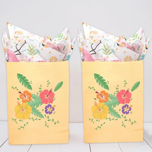Miniatura 7 de JarThenaAMCS 100 hojas de papel de seda hawaiano, papel de regalo tropical, hojas de palma, flamenco, papel decorativo para manualidades, verano