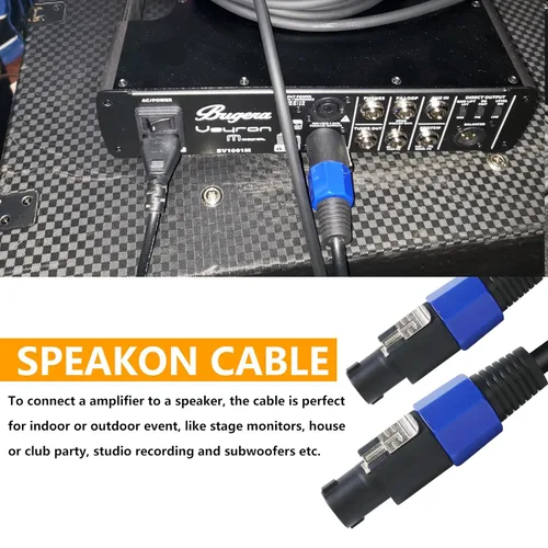 Miniatura 7 de HBU Paquete de 2 cables SpeakOn de 10 pies – 2 cables DJ PA Speak-ON a Speakon macho de 10 pies – Pro Studio, escenario, cable para eventos al aire