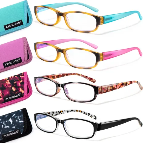Miniatura 7 de EYEGUARD Readers - Paquete de 4 lentes de lectura para mujer delgados y elegantes con hermosos patrones para mujer, 2.50 Lente de lectura normal Mix1