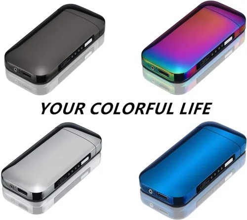 Miniatura 7 de Encendedor eléctrico de plasma de doble arco ancho, encendedor recargable por USB, resistente al viento, sin llama, encendedor de moda, sin butano