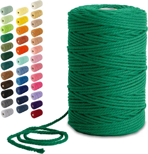 Miniatura 77 de Nook Theory - Cuerda de macramé de 3 mm, 220 yardas de cuerda de algodón, hilo de 4 mm y 5 mm, cuerda para manualidades, perfecta para colgantes