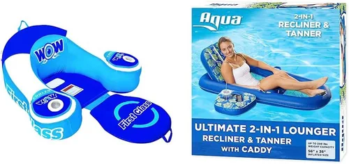 Wow World of Watersports First Class Lounge - Flotador inflable para 1 persona y Aqua Campania Ultimate 2 en 1 - Flotador de piscina - Extra grande