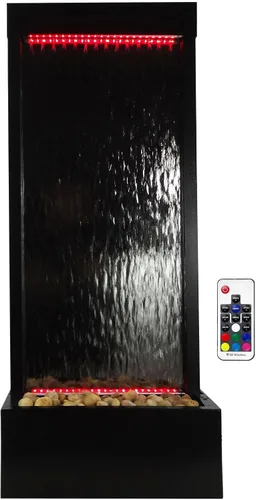 Miniatura 11 de Alpine Corporation MLT170S - Fuente de cascada para interiores y exteriores de 48 pulgadas con luz LED, moderna fuente de agua de pared negra