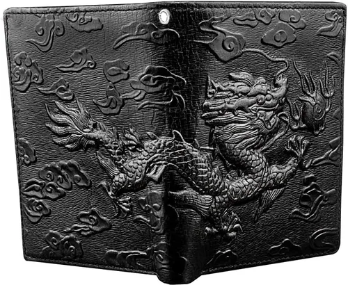 Miniatura 4 de Balck - Cartera de cuero para hombre diseño de dragón vintage