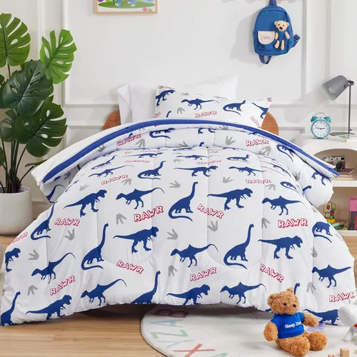 Miniatura 7 de SLEEP ZONE - Juego de edredón de 5 piezas tamaño Individual para niños, estampado suave, con edredón, sábanas y fundas para cojín y almohada, diseño