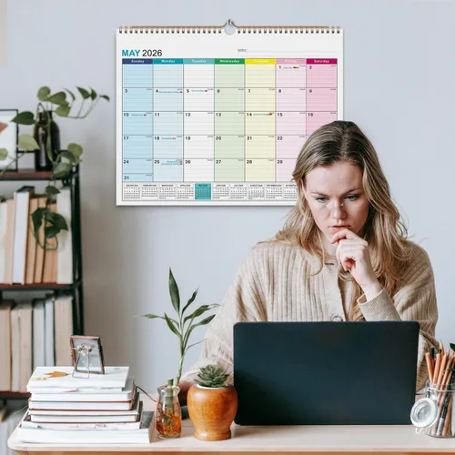 Miniatura 5 de Kyweel Calendario de pared 2026-2027, enero 2026-junio 2027, 15 x 12 pulgadas, días festivos destacados, calendario de planificación, papel grueso