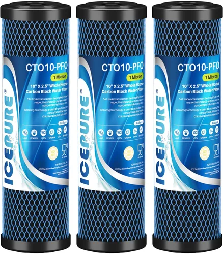 Miniatura 14 de ICEPURE 1 Micron 10" x 2.5" Whole House PFOA/PFOS Carbon Water Filter Cartridge Replacement for DuPont WFPFC8002, WFPFC9001, SCWH-5, WHCF-WHWC