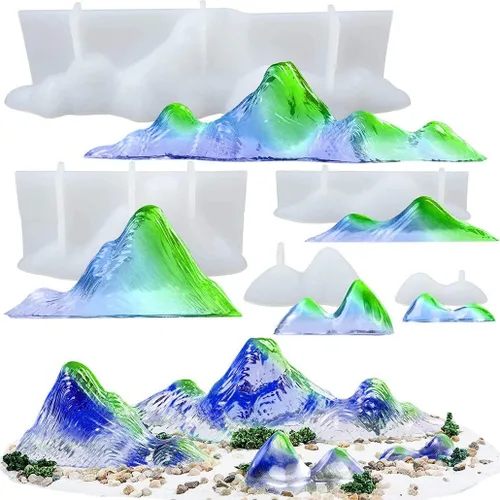 5 moldes de silicona de montaña, adornos de roca, molde de resina de roca, molde de fundición epoxi 3D, modelo de paisaje para pisapapeles, proyecto