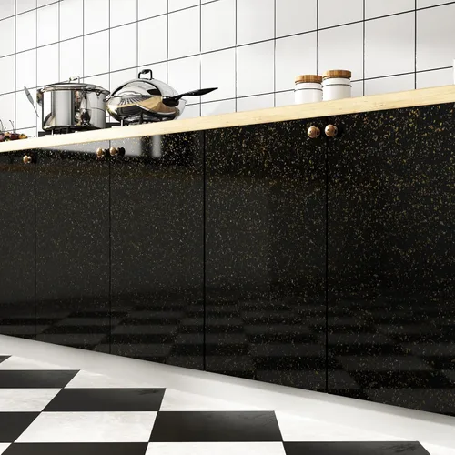 Miniatura 6 de Papel de contacto de mármol de granito negro y dorado, impermeable, para despegar y pegar, aspecto de mármol, 15.7 x 78.8 pulgadas, papel adhesivo