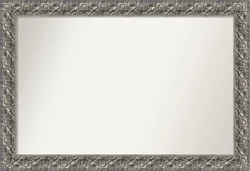 Miniatura 84 de Amanti Art Espejo de baño plateado para sobre fregadero, 26 x 26 pulgadas, espejo cuadrado de níquel pulido, marco de madera tradicional mediano, se