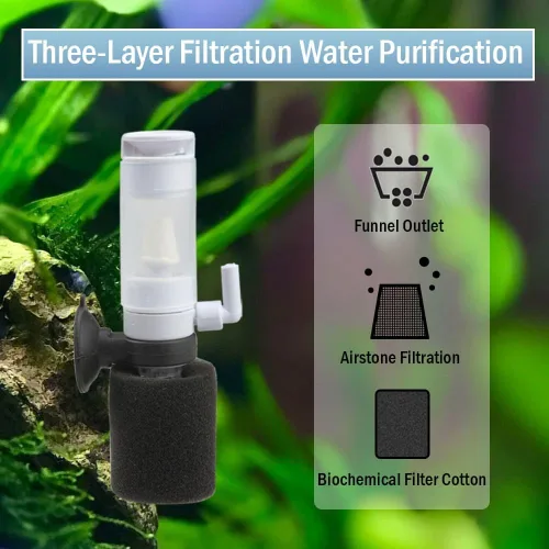 Miniatura 5 de Senzeal Mini esponja filtro de pescado silencioso 3 en 1 pequeño acuario bomba de aire filtro para agua dulce y salada tanque de peces pequeño