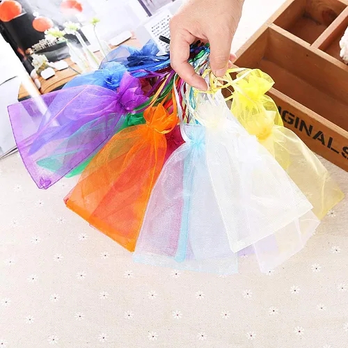 Miniatura 3 de Stratalife Bolsas de organza de malla transparente de 5 x 7 pulgadas con cordón para recuerdos de fiesta de boda, almacenamiento de joyas, 100