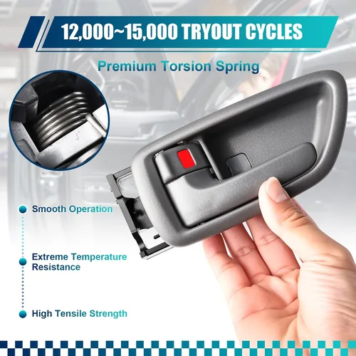 Miniatura 4 de Manijas de puerta interiores grises para Toyota Sequoia 2001-2007, para Toyota Tundra 2004-2006 (solo cabina doble), conductor delantero trasero