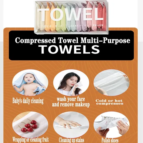 Miniatura 6 de Toalla comprimida para tableta, toalla facial portátil, reutilizable, paquete de 56 toallas desechables húmedas y secas, toalla para bebé o toalla