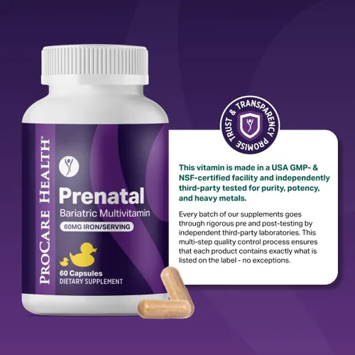 Miniatura 8 de ProCare Health Multivitamínico bariátrico prenatal con hierro (60 cápsulas fáciles de tragar) - para mujeres, vitaminas bariátricas para bypass