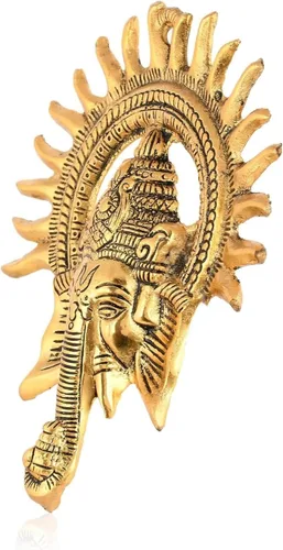 Miniatura 3 de INDACORIFY Estatua de Lord Ganesha Idol con Lord Surya, lo mejor para colgar en la pared para escultura de energía positiva para decoración