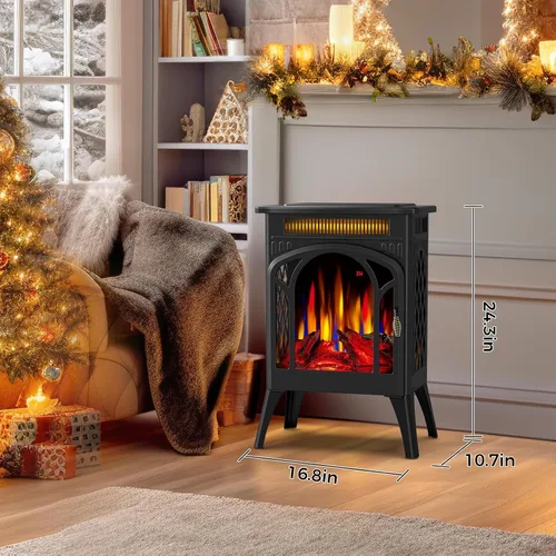 Miniatura 3 de Estufa de chimenea eléctrica, 1500W, calentamiento rápido, calentador de chimenea infrarrojo X con control remoto, temporizador de 8H, estufa