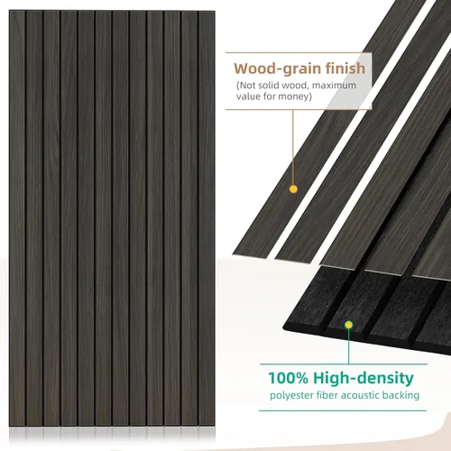 Miniatura 3 de Paneles de sonido de chapa de madera, paquete de 10 paneles de pared de 47.2 x 23.6 pulgadas, paneles acústicos decorativos para paredes, para Nogal