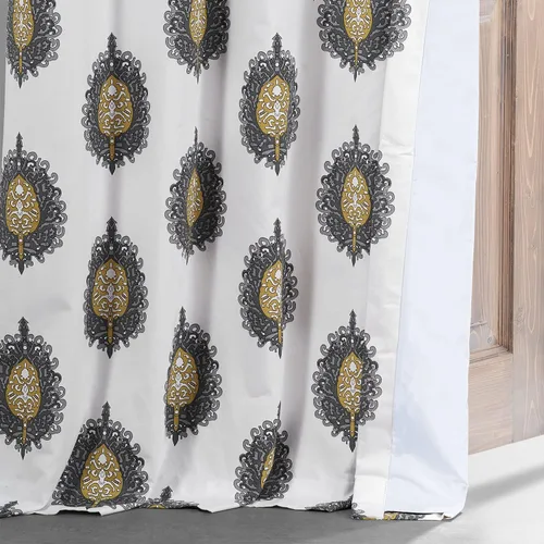 Miniatura 8 de HPD HALF PRICE DRAPES PRTW-BOD02A-84 - Cortina opaca de algodón con estampado maya (1 panel), 50 x 84 pulgadas, color verde azulado maya