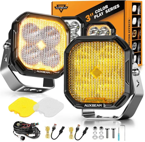 Miniatura 14 de Auxbeam Pods LED de 5 Pulgadas, Serie XP-Ultra Luz de Conducción Todoterreno 110W Super Foco Barra de Luz Cubo con Cubierta Ámbar, Luces Antiniebla