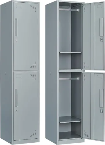 Taquilla de metal para el hogar, vestidor, armarios de almacenamiento de acero de 71 pulgadas para empleados, armario con cerradura con 2 puertas