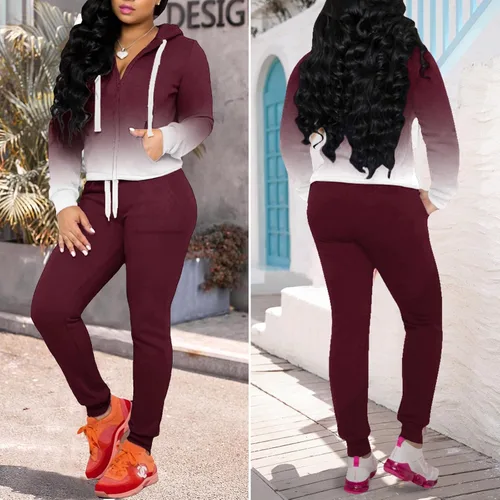 Miniatura 6 de FANDEE Conjunto de dos piezas para mujer, conjunto casual de sudadera con capucha y bolsillos