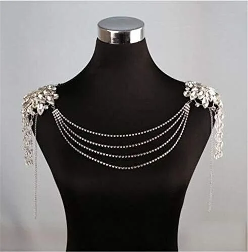 Miniatura 3 de WIIPU Lujo Rhinestone Crystal Collar Cadena de Hombro de la novia joyas de boda (A1393)