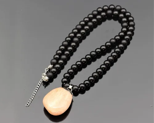Miniatura 135 de Colgante de turmalina cruda natural, Collar de cuentas de ónix negro genuino, Collar de piedra negra, Collar de piedras preciosas, Cuentas de 0.315