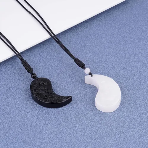 Miniatura 2 de ASGIFT Collar de la suerte de obsidiana, dije de protección de amuleto de piedra de poder con cadena de cuentas ajustable, cristal curativo, regalo