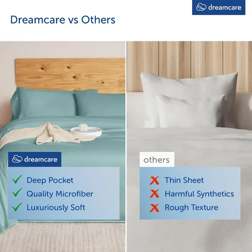 Miniatura 84 de DREAMCARE Juego de sábanas Queen – 6 piezas Sábanas de enfriamiento – hasta 15” Sábanas profundas tamaño Queen – Colección 2500 Supreme – Extra 03
