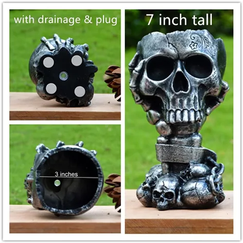 Miniatura 4 de Maceta LovTocTic de Cráneo, Macetas Góticas para Decoraciones de Halloween Plantas de Interior/Exterior, Macetas de Flores Góticas, Macetas