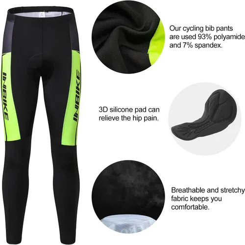 Miniatura 16 de INBIKE Conjunto de camiseta de ciclismo para hombre, reflectante, transpirable, traje de ciclismo de secado rápido, con pantalones cortos acolchados