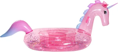 Miniatura 6 de Funboy - Flotador inflable, gigante y transparente con forma de unicornio y con brillantina, para fiestas de verano en la piscina y entretenimiento