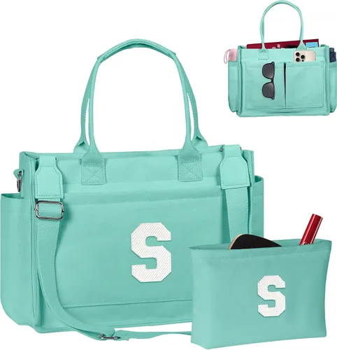 Miniatura 75 de Easter Basket Stuffers, Initial Tote Bag with Makeup Bag, Birthday Gifts for Women, Teen Girl Gifts Trendy Stuff