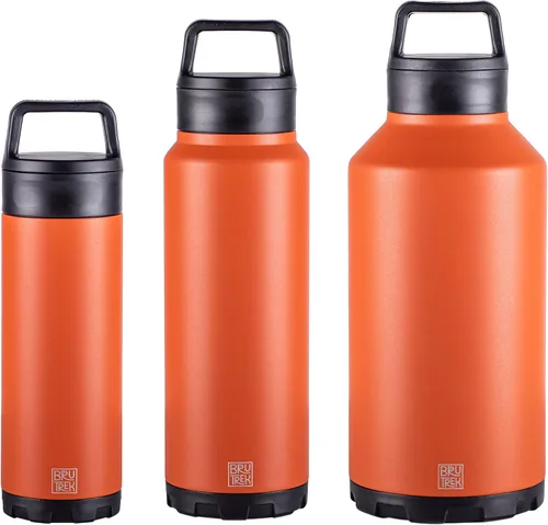 Miniatura 5 de BruTrek ker Bottle – Vaso aislado de acero inoxidable mantiene las bebidas calientes o frías, 2 piezas con tapa para bebidas y verter, reutilizable
