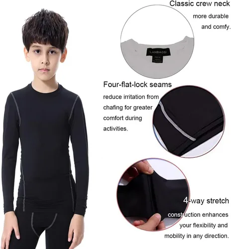 Miniatura 4 de Conjunto de camisetas y pantalones de béisbol de compresión para niños y jóvenes, camisas atléticas de manga larga, pantalones de fútbol, pantalones