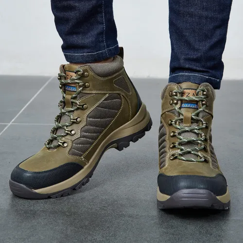 Miniatura 6 de Mens Fashion Leather Oxford Boots Mid-Top Causal Ankle Boot Daily Shoes for Men